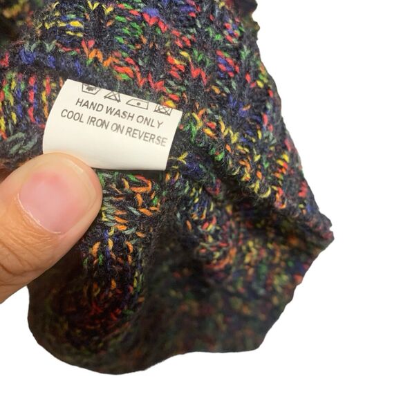 Creation Womens Rainbow High Low Long Sleeve Wool Blend Sweater S Warm Cozy - Picture 6 of 9